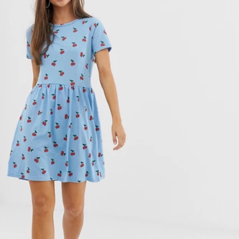 Daisy Street Cherry Print Smock Dress
